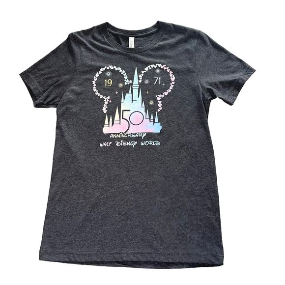 Disney 1971 Tee Shirt Cannes Festival 50th Anniversary Top Medium Gray Tie Dye - Picture 1 of 5